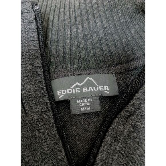 Eddy Bauer 1/4 Zip Sweater Pullover Knit Sz M Gray Stretch Preppy Office Layer - Picture 9 of 11